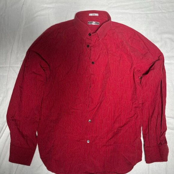 Express Button Up Shirt Mens L Modern Fit Long Sleeve Red - Picture 2 of 7